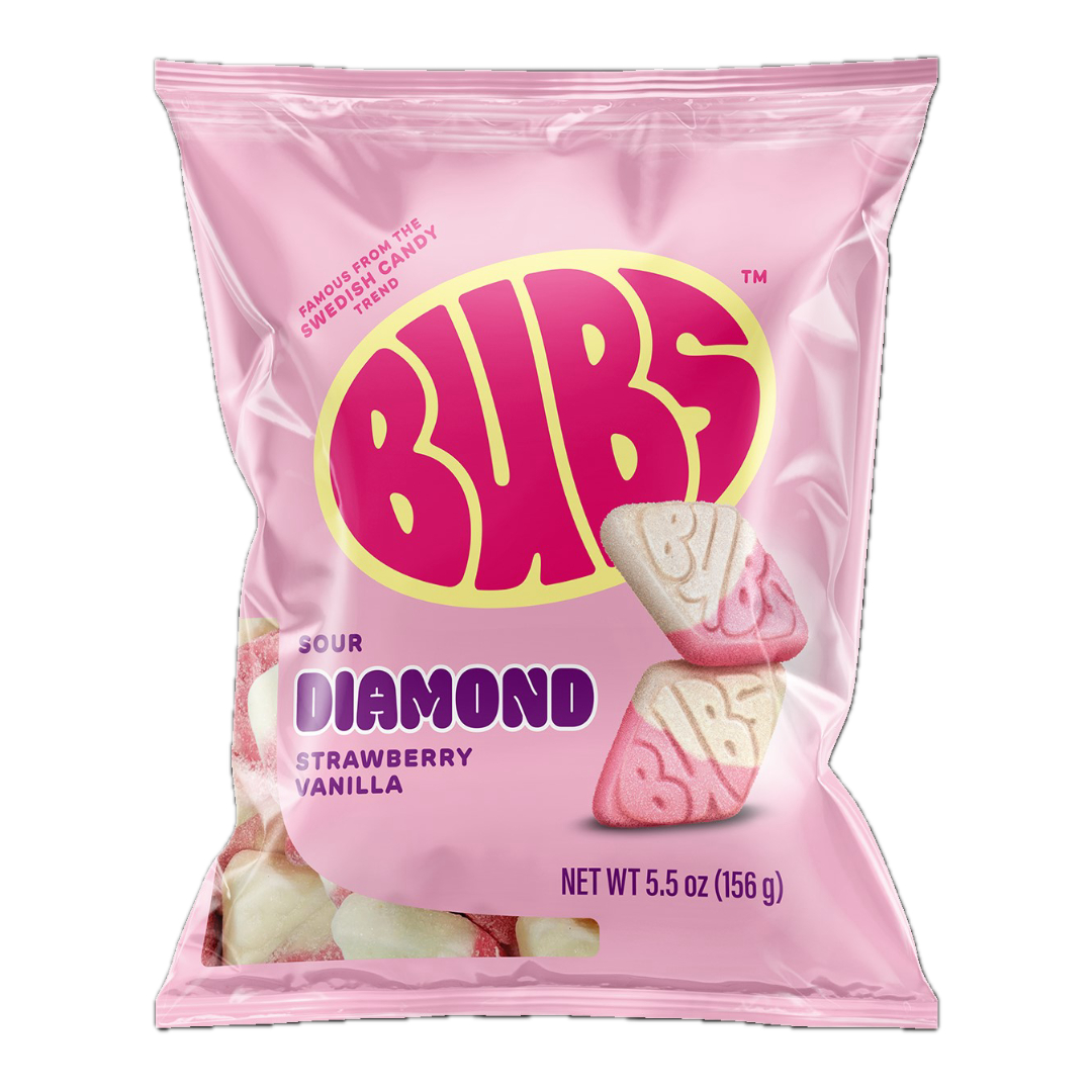 BUBS Sour Strawberry Vanilla Diamonds Swedish Foam Candy - 5.5oz