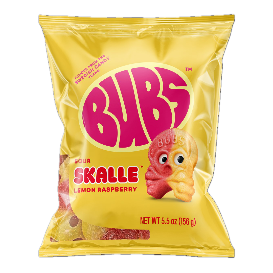 BUBS Sour Lemon Raspberry Skulls Swedish Gummy Candy - 5.5oz