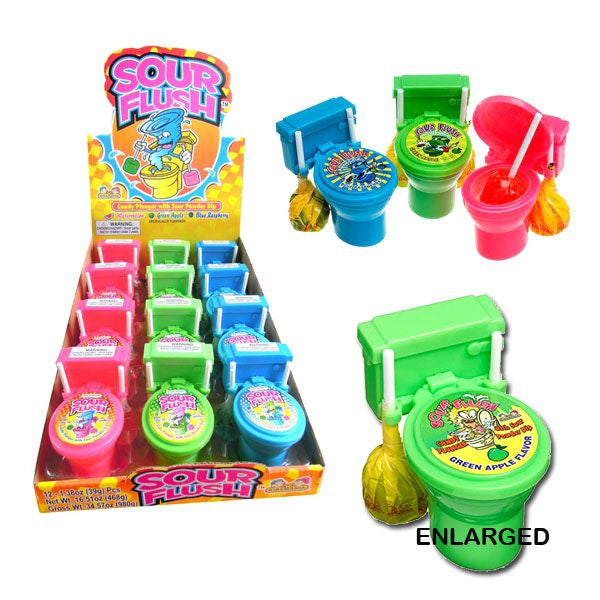 Kidsmania Sour Flush Toilet Candy Lollipops - 12 Count