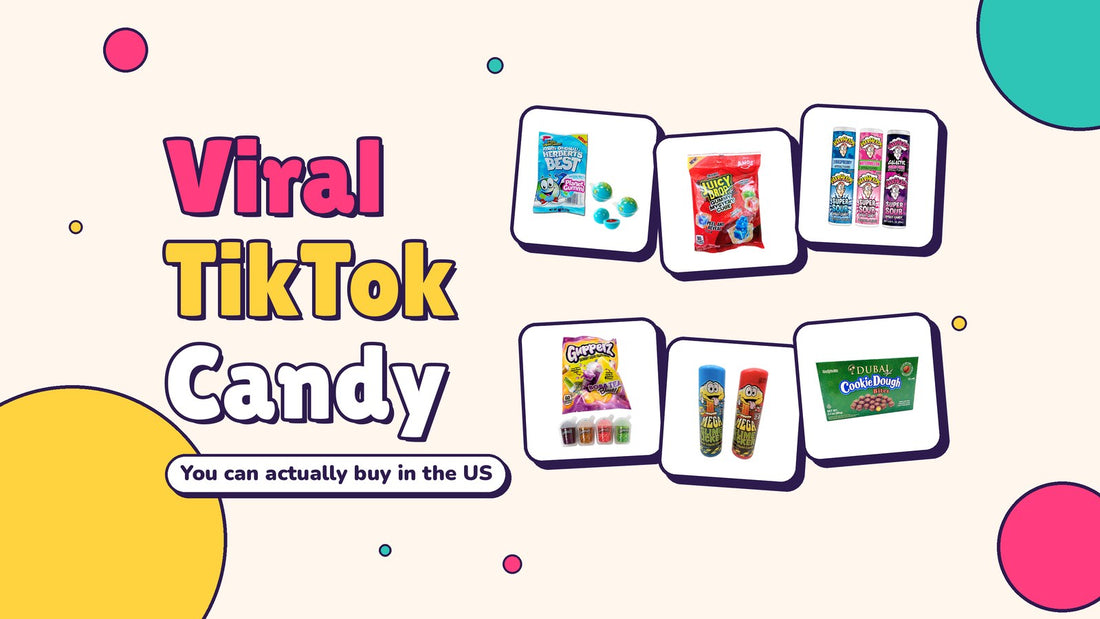 Viral TikTok candy from SugarSquish: Herbert's Planet Gummies, Amos Juicy Drop Mystery Cubes, WarHeads Super Sour Spray Candy, Gupperz Boba Tea Blast, Toxic Waste Mega Slime Licker 2.0 and Taste of Nature Dubai Style Cookie Dough Bites