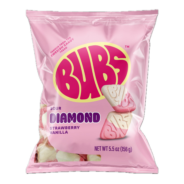 BUBS Sour Strawberry Vanilla Diamonds Swedish Foam Candy - 5.5oz